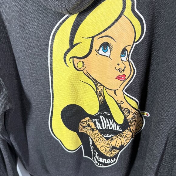 Ragwear Women Jack Daniels/Alice In Wonderland Hooded Sweatshirt Size Large Gray - Picture 3 of 11